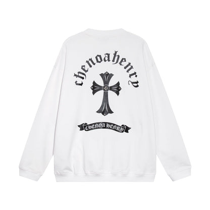 CHROME Hearts Cross Sweatshirt White - Black Unisex Streetwear Limited Edition