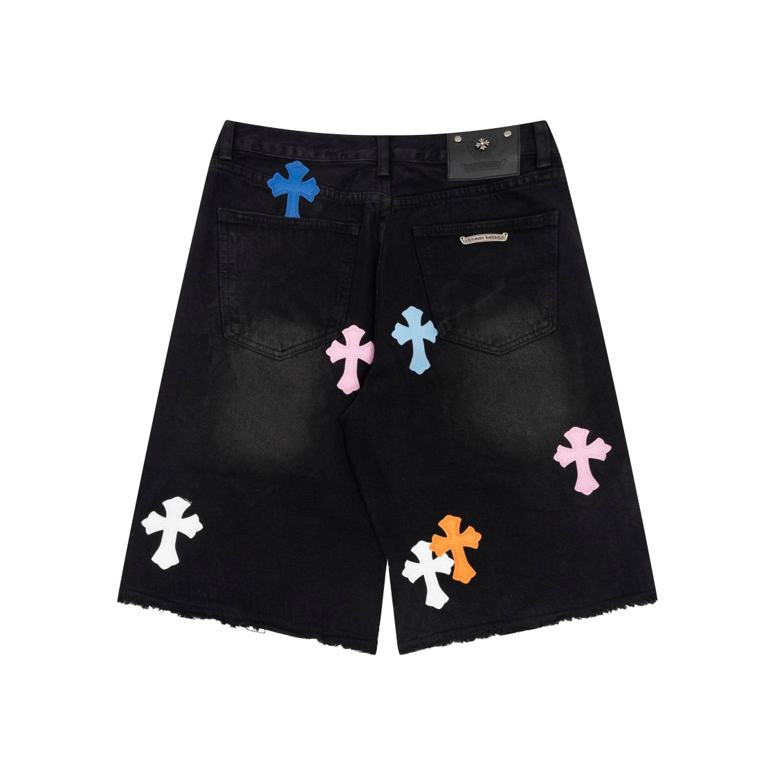 CHROME Hearts Multicolor Cross Patch Jorts Shorts - Black Unisex Streetwear Limited Edition