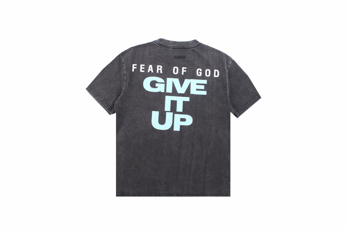 Fear Of God T-shirt With 'give It Up' Te - T - Black Unisex Streetwear Limited Edition - <p dir='ltr'><span>This Fear of God t-shirt features bold 'Give It Up' text on the
