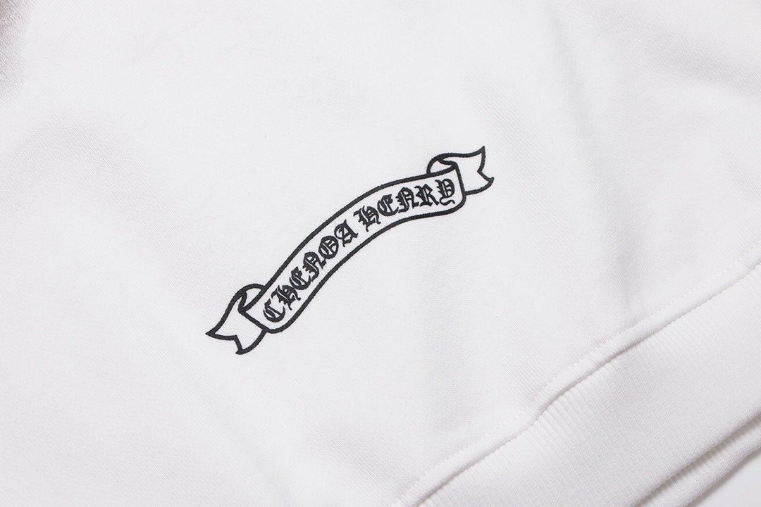 CHROME Hearts Horse Shoe Logo Sweatshirt - White Unisex Streetwear Limited Edition