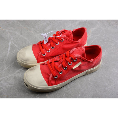 BALENCIAGA Paris Mid Vulc Destr - Sneakers - Red Unisex Streetwear Limited Edition - Introducing the BALENCIAGA Paris Mid Vulc Destr x Red, a striking fusion of bold design
