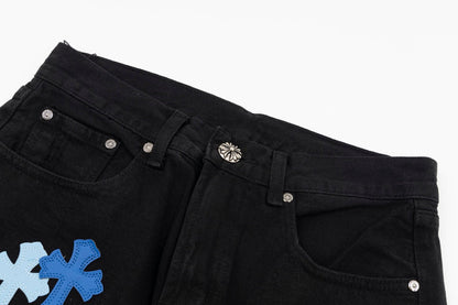 CHROME Hearts Multicolor Cross Patch Jorts Shorts - Black Unisex Streetwear Limited Edition