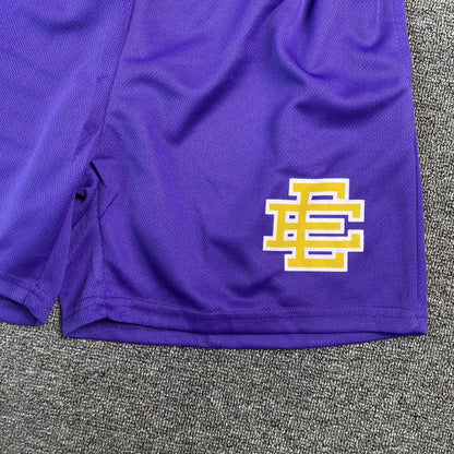 ERIC Emanuel Ee Basic Shorts Purple - - Yellow Unisex Streetwear Limited Edition - The ERIC EMANUEL EE BASIC SHORTS PURPLE/YELLOW - REPLICA bring bold streetwear aesthetics and premium