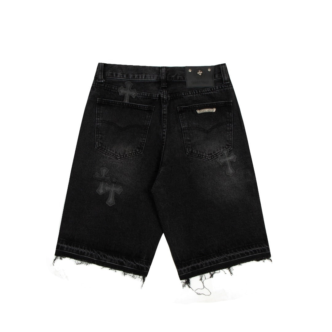 CHROME Hearts Cross Patch Jorts Shorts - Black Unisex Streetwear Limited Edition