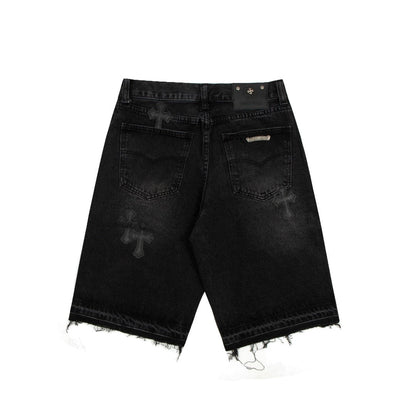 CHROME Hearts Cross Patch Jorts Shorts - Black Unisex Streetwear Limited Edition
