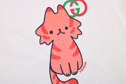 Camiseta Gucci con estampado de gato (Crema)