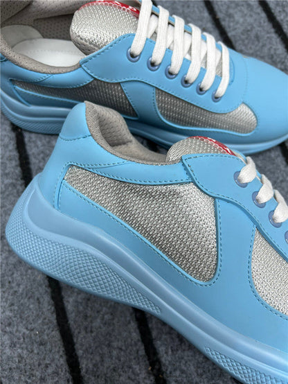 PRADA America's Cup Soft Rubber Light Silver Sneakers - Blue Unisex Streetwear Limited Edition