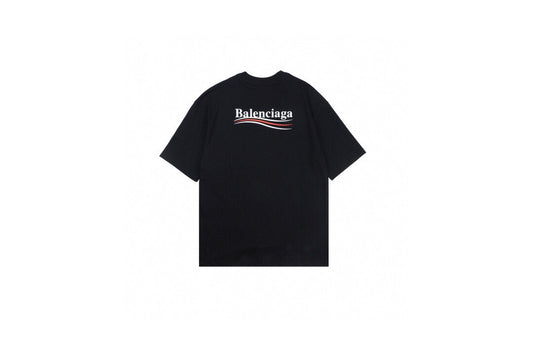 Balenciaga Wave Logo T-shirt (black) Unisex Streetwear Limited Edition - <p dir='ltr'><span>Classic black t-shirt featuring the iconic Balenciaga logo with wave accents in red