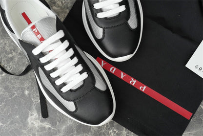 PRADA America's Cup Silver Sneakers - Black Unisex Streetwear Limited Edition