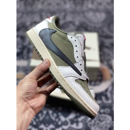 JORDAN 1 Low - Travis Scott Medium Olive Jogger Pants - Black Unisex Streetwear Limited Edition - Introducing the Air Jordan 1 in Olive Greenaa perfect blend of classic style and modern