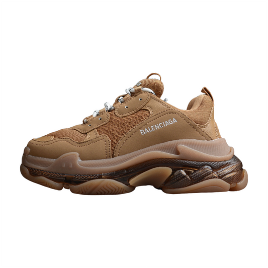BALENCIAGA Triple S Clear Sole - Sneakers - Brown Unisex Streetwear Limited Edition - The Balenciaga Triple S Clear Sole x Brown reimagines the iconic Triple S sneaker with