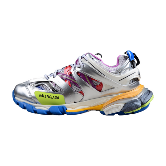 BALENCIAGA Track - Leather Free Silver Multi - White Unisex Streetwear Limited Edition - The Balenciaga Track x Leather Free White Silver Multi is an eco-conscious iteration of the
