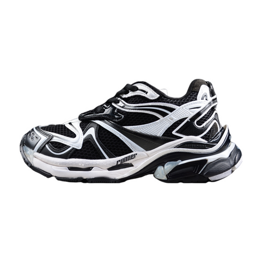 BALENCIAGA Runner - White Sneakers - Black Unisex Streetwear Limited Edition - The BALENCIAGA Runner x Black White sneakers exude a sleek and timeless elegance, perfect for