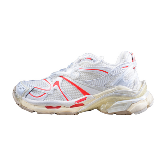 BALENCIAGA Runner - Beige Red Sneakers - White Unisex Streetwear Limited Edition - The Balenciaga Runner x White Beige Red sneakers offer a fresh and sophisticated take on