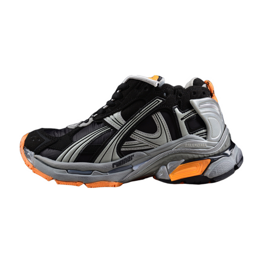 BALENCIAGA Runner - Grey Orange Sneakers - Black Unisex Streetwear Limited Edition - The Balenciaga Runner x Black Grey Orange sneakers showcase a striking blend of style and