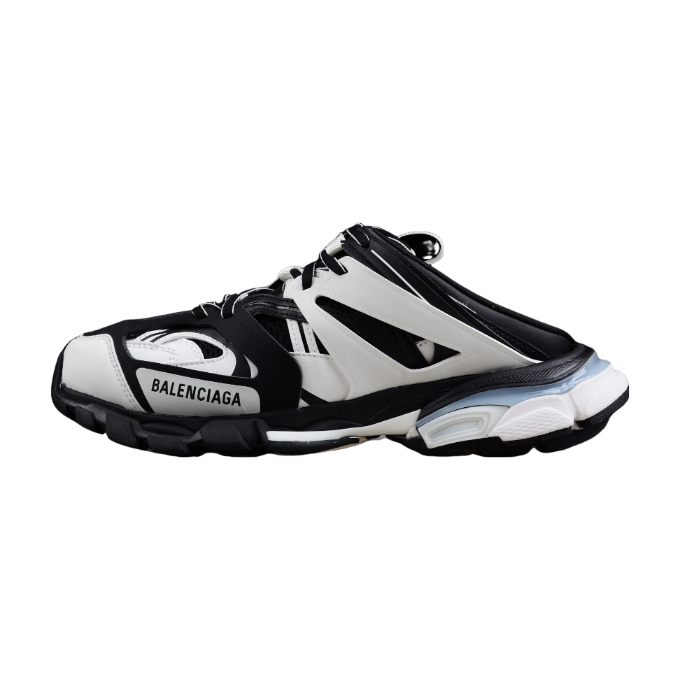 BALENCIAGA Track Mule - White - Black Unisex Streetwear Limited Edition - Introducing the BALENCIAGA Track Mule x Black White, a fusion of athletic innovation and modern