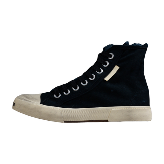 BALENCIAGA Paris High Vulc Destr - Sneakers - Black Unisex Streetwear Limited Edition - Introducing the BALENCIAGA Paris High Vulc Destr x Black, an avant-garde masterpiece blending high fashion