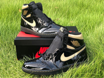 JORDAN 1 High - Metallic Gold Sneakers - Black Unisex Streetwear Limited Edition