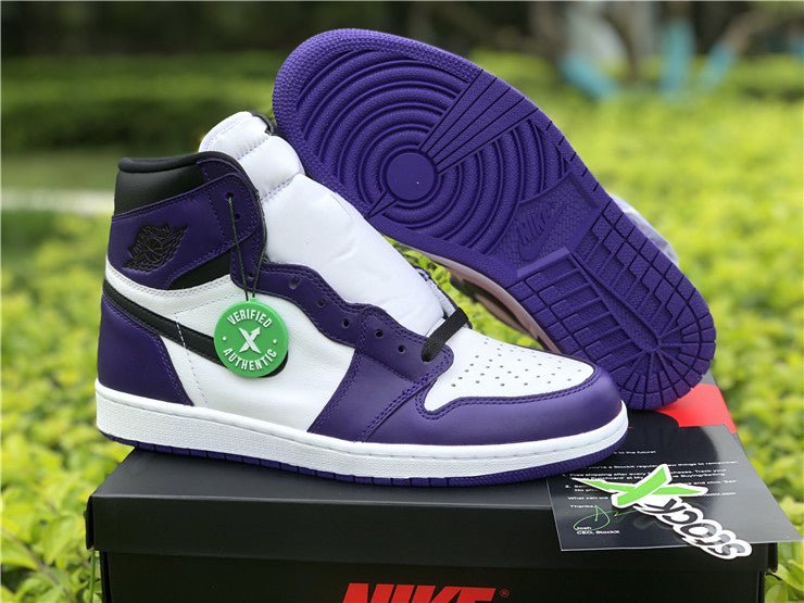 JORDAN 1 High - Court Purple Sneakers - White Unisex Streetwear Limited Edition