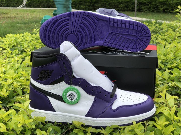 JORDAN 1 High - Court Purple Sneakers - White Unisex Streetwear Limited Edition