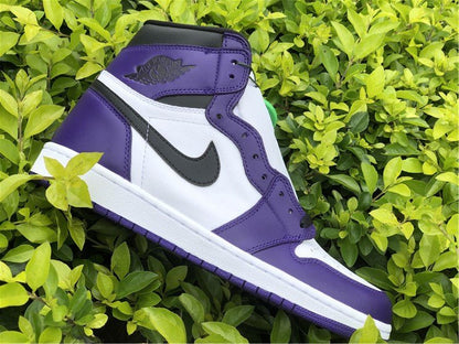 JORDAN 1 High - Court Purple Sneakers - White Unisex Streetwear Limited Edition