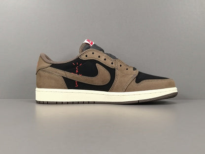 JORDAN 1 Low Og Sp - Travis Scott - Black Unisex Streetwear Limited Edition - Introducing the highly coveted Jordan 1 Low Travis Scott OG SP, a masterpiece born from