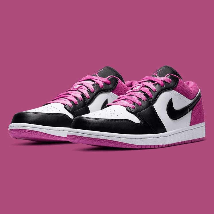 JORDAN 1 Low - Active Fuchsia Sneakers - Black Unisex Streetwear Limited Edition