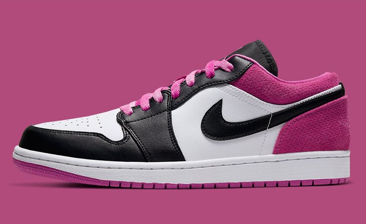JORDAN 1 Low - Active Fuchsia Sneakers - Black Unisex Streetwear Limited Edition