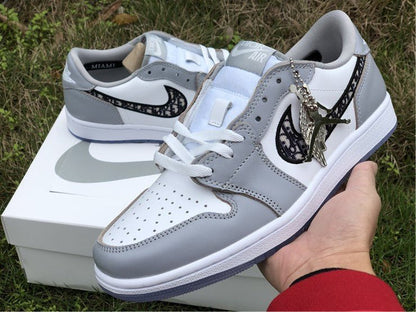 JORDAN 1 Low - Dior - Black Unisex Streetwear Limited Edition