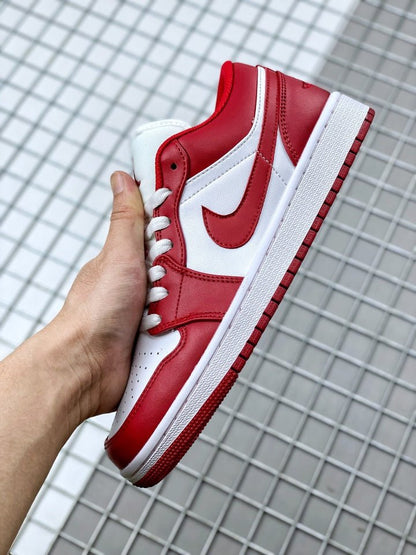 JORDAN 1 Low - Gym Red Sneakers - White Unisex Streetwear Limited Edition