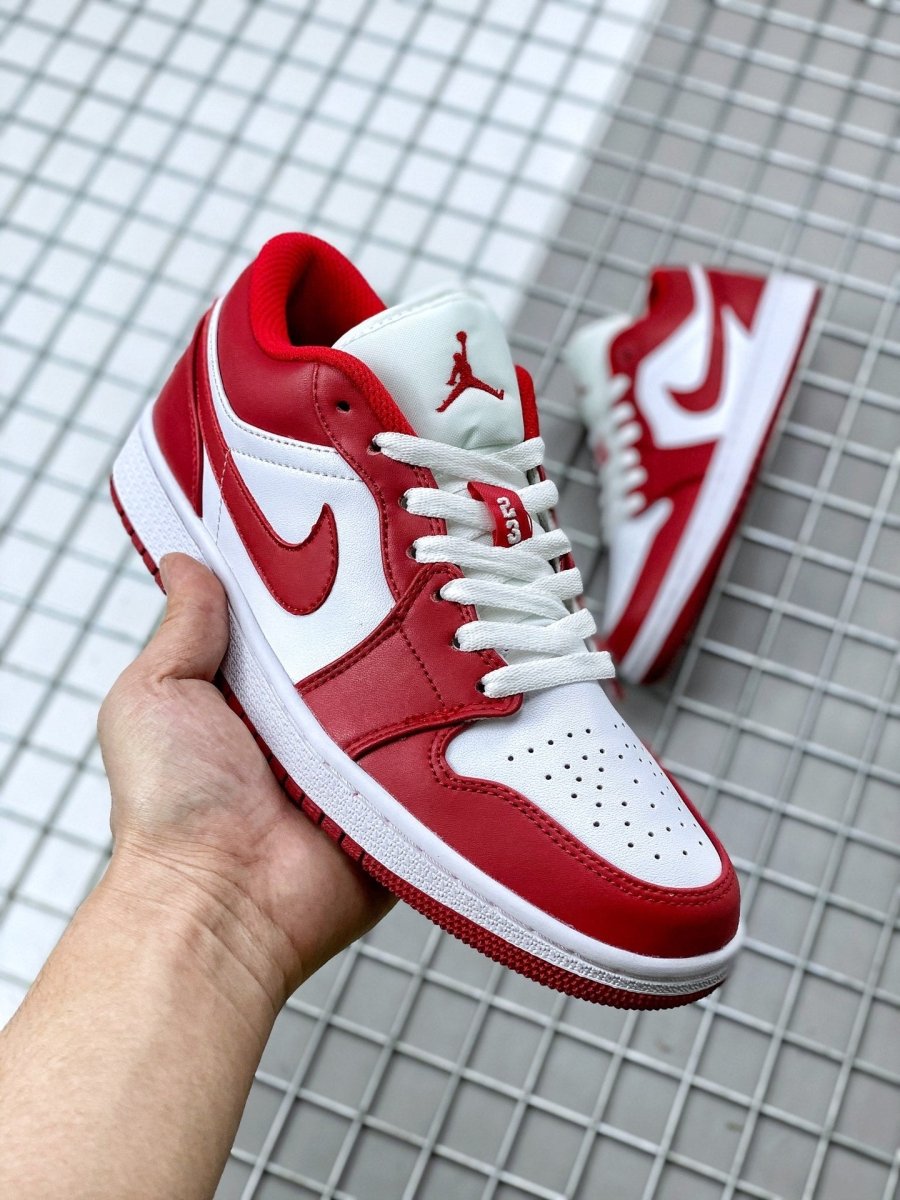 JORDAN 1 Low - Gym Red Sneakers - White Unisex Streetwear Limited Edition