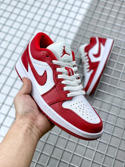 JORDAN 1 Low - Gym Red Sneakers - White Unisex Streetwear Limited Edition