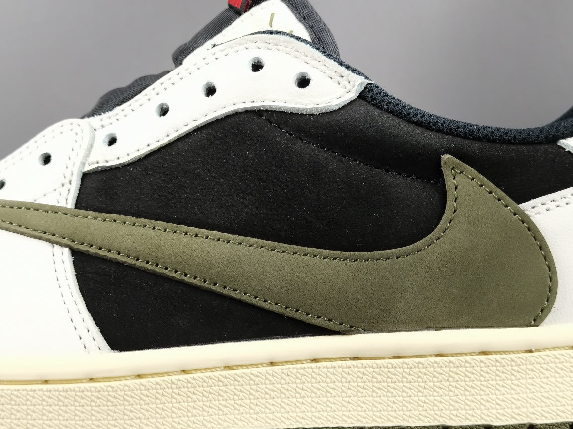 JORDAN 1 Low - Travis Scott Olive T-Shirt - Black Unisex Streetwear Limited Edition - Introducing the highly sought-after Jordan 1 Low Travis Scott Olive, a remarkable collaboration between Jordan