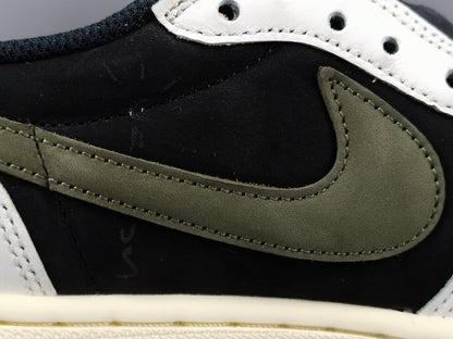 JORDAN 1 Low - Travis Scott Olive T-Shirt - Black Unisex Streetwear Limited Edition - Introducing the highly sought-after Jordan 1 Low Travis Scott Olive, a remarkable collaboration between Jordan
