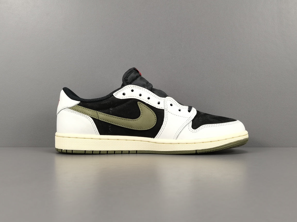 JORDAN 1 Low - Travis Scott Olive T-Shirt - Black Unisex Streetwear Limited Edition - Introducing the highly sought-after Jordan 1 Low Travis Scott Olive, a remarkable collaboration between Jordan