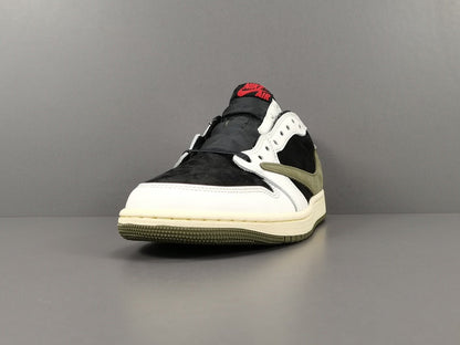 JORDAN 1 Low - Travis Scott Olive T-Shirt - Black Unisex Streetwear Limited Edition - Introducing the highly sought-after Jordan 1 Low Travis Scott Olive, a remarkable collaboration between Jordan