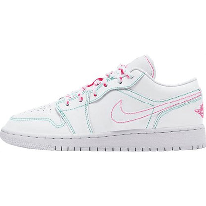 JORDAN 1 Low - Green Pink Sneakers - White Unisex Streetwear Limited Edition