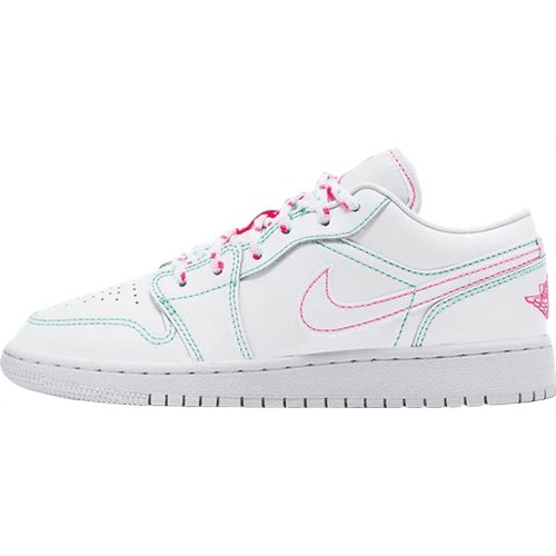 JORDAN 1 Low - Green Pink Sneakers - White Unisex Streetwear Limited Edition