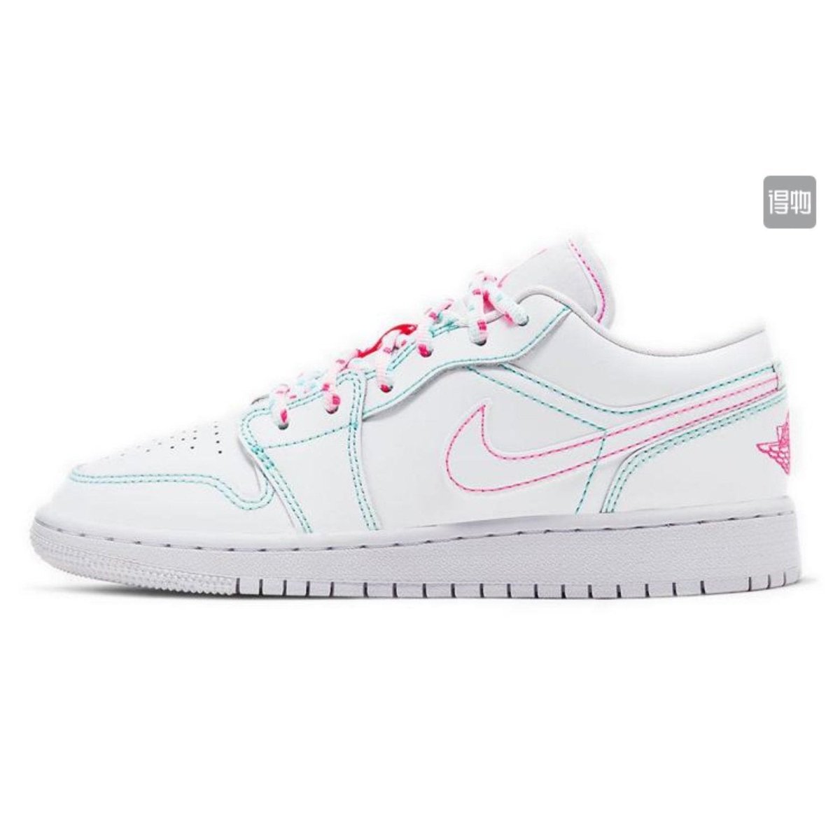 JORDAN 1 Low - Green Pink Sneakers - White Unisex Streetwear Limited Edition