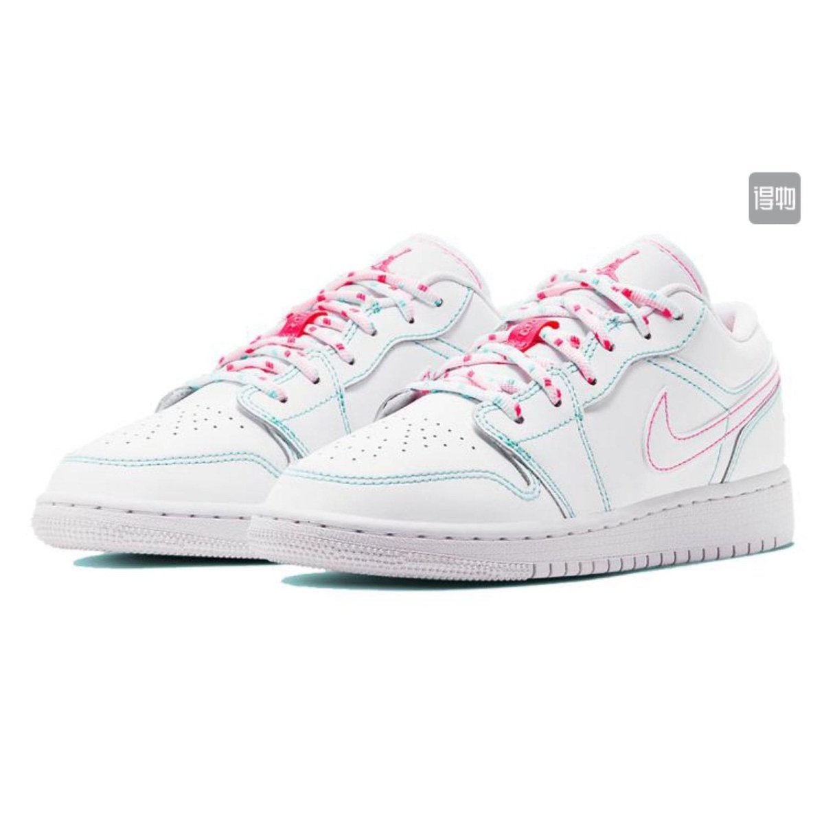 JORDAN 1 Low - Green Pink Sneakers - White Unisex Streetwear Limited Edition