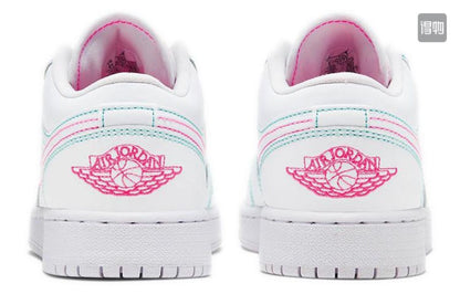 JORDAN 1 Low - Green Pink Sneakers - White Unisex Streetwear Limited Edition