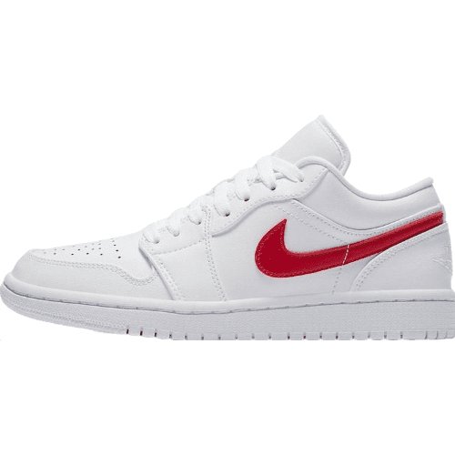 JORDAN 1 Low - University Red Sneakers - White Unisex Streetwear Limited Edition
