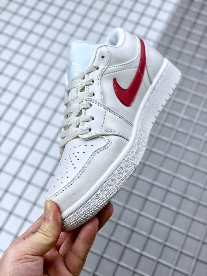 JORDAN 1 Low - University Red Sneakers - White Unisex Streetwear Limited Edition
