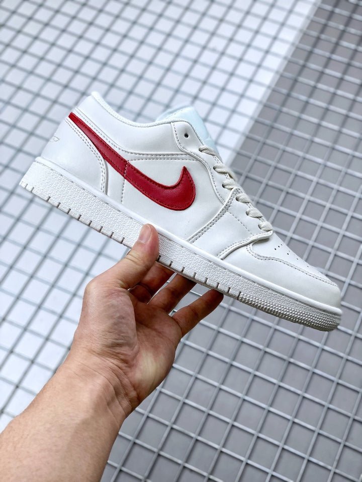 JORDAN 1 Low - University Red Sneakers - White Unisex Streetwear Limited Edition