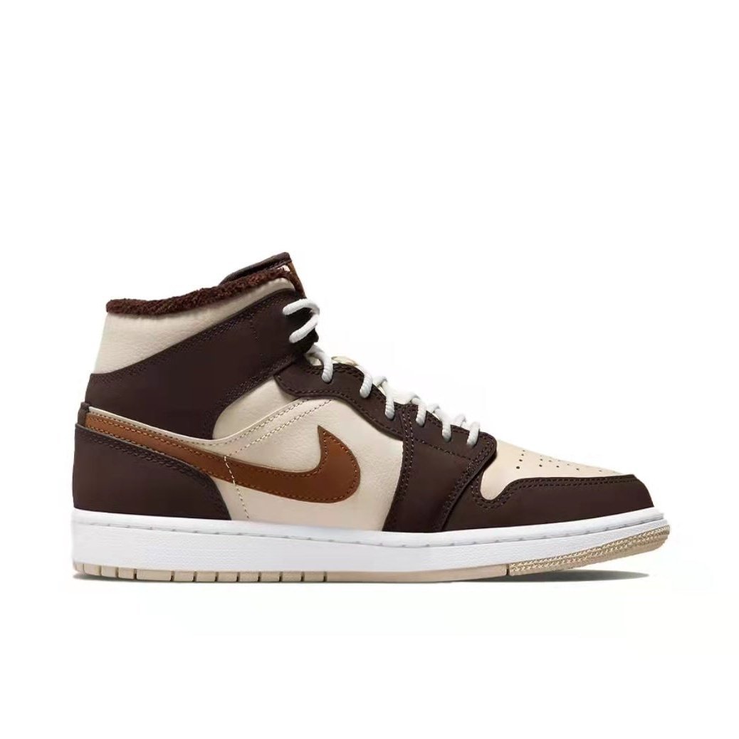 JORDAN 1 Mid Se - Basalt Oatmeal Sneakers - Brown Unisex Streetwear Limited Edition