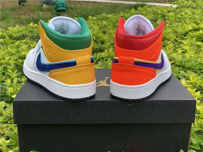 JORDAN 1 Mid - Alternate Multi-color Sneakers - Black Unisex Streetwear Limited Edition