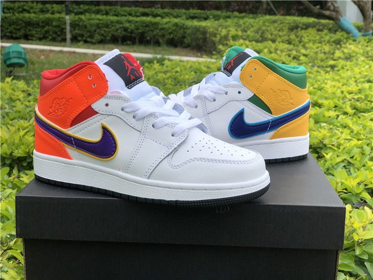 JORDAN 1 Mid - Alternate Multi-color Sneakers - Black Unisex Streetwear Limited Edition