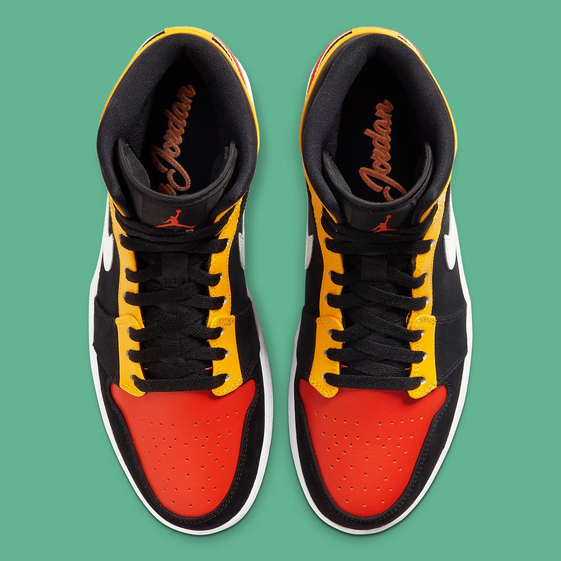 JORDAN 1 Mid - Amarillo Orange Sneakers - Black Unisex Streetwear Limited Edition