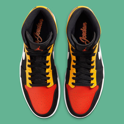 JORDAN 1 Mid - Amarillo Orange Sneakers - Black Unisex Streetwear Limited Edition