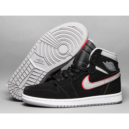 JORDAN 1 Mid - Particle Grey Gym Red Sneakers - Black Unisex Streetwear Limited Edition
